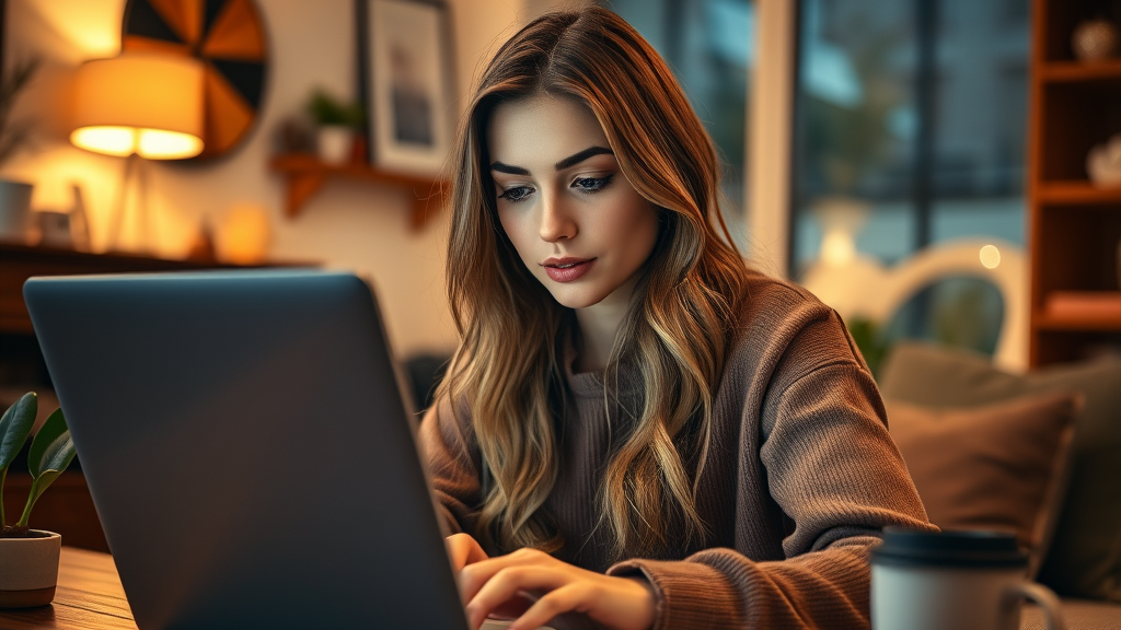 a woman writing on her blog with her faq schema